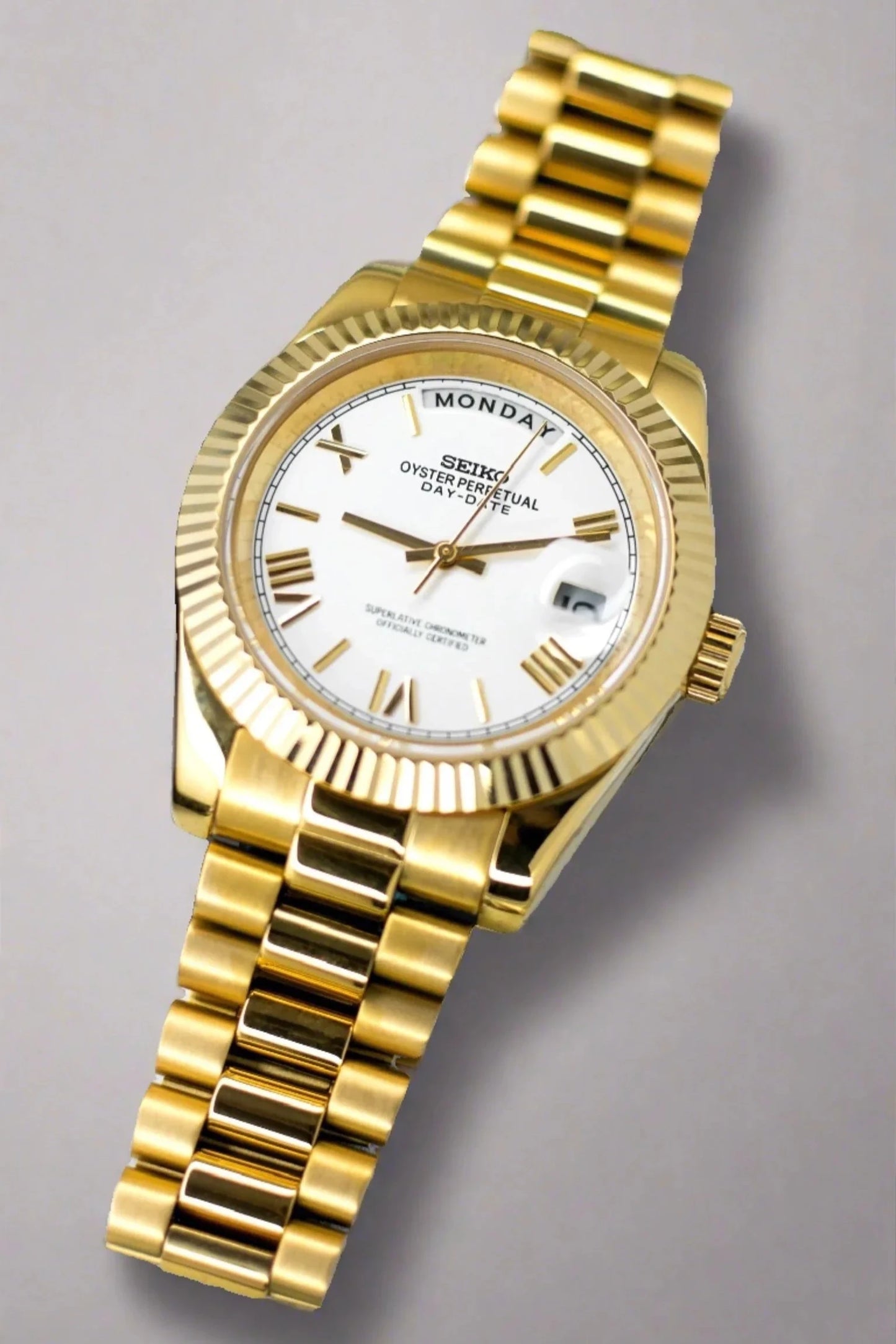 GOLD DAY & DATE WHITE